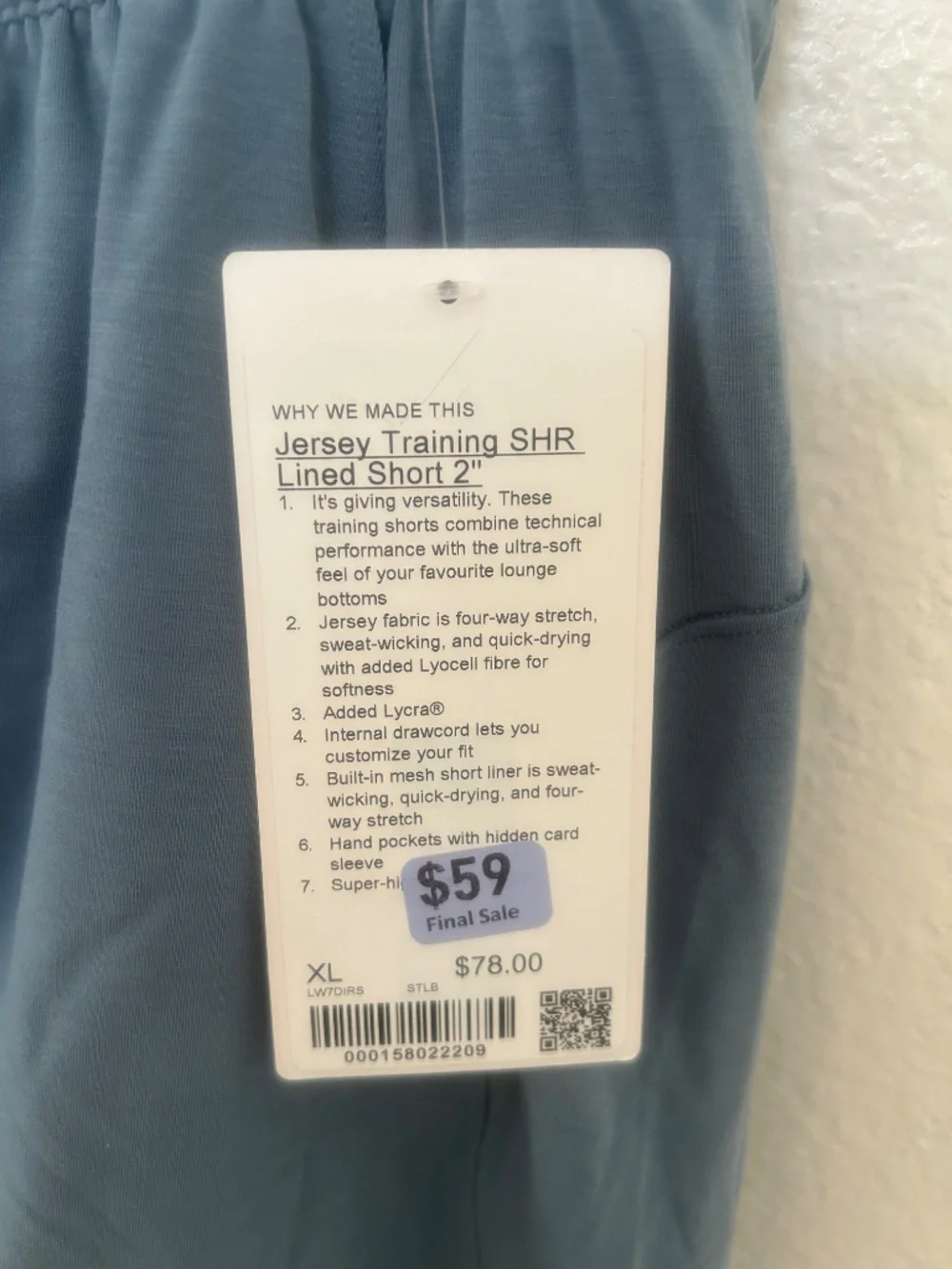 Lululemon Jersey Training SHR short size XL